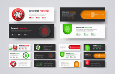 set of horizontal web banners to protect information and data.