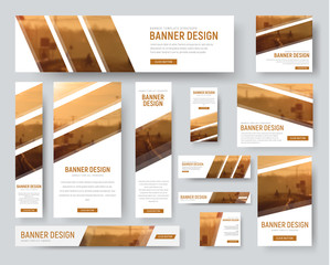  Web banners  templates with diagonal stripes for photos.