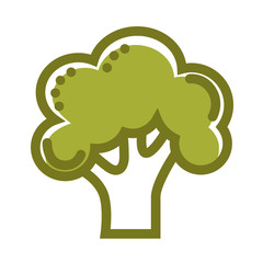 Green organic fresh broccoli isolated flat cartoon illustration