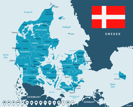 Denmark - Map And Flag Illustration