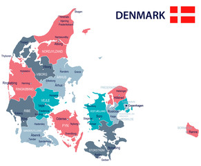 Denmark - map and flag illustration