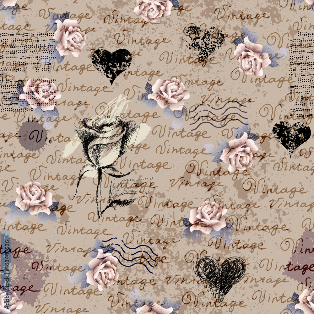 Aufkleber seamless background pattern. grunge pattern with a vintage lettering.