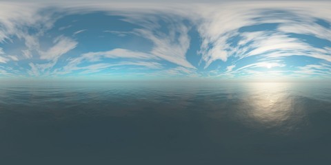 HDRI, environment map, Round panorama, spherical panorama, equidistant projection, sea sunset
