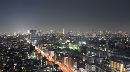 Fototapeta na wymiar 日本の東京都市景観・夜景（渋谷区や千代田区、港区方面などを望む）