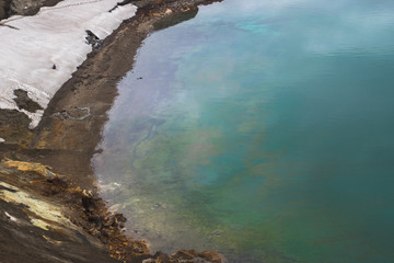 Askja crater blue water