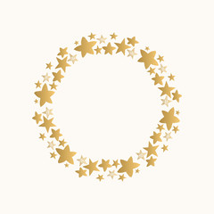 Gold stars round frame. Vector. Isolated.
