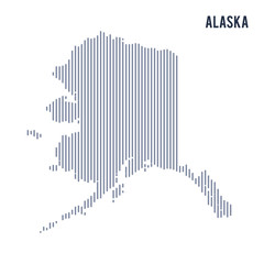 Vector abstract hatched map of State of Alaska with vertical lines isolated on a white background.
