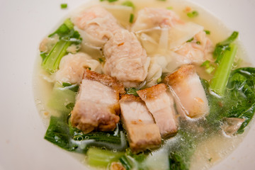 dumpling with roast pork, Thai food, Chinese food