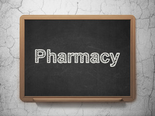 Medicine concept: Pharmacy on chalkboard background