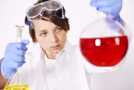Scientist during the important experiment