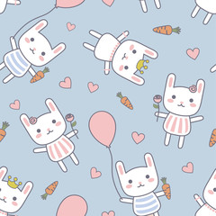 Cartoon Rabbit Seamless Baby Pattern