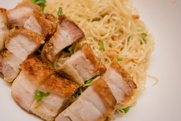 noodle with roast pork, Thai food, Chinese food