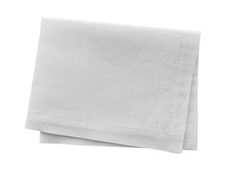 White napkin isolated on white - obrazy, fototapety, plakaty