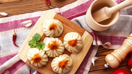 dumplings with meat, spices and vegetables