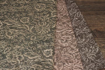 Close up of Beautiful Sheer Curtains Fabric Samples. Texture, Background, Pattern. Wedding Concept....