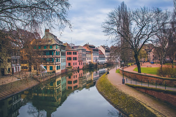 View of the river and houses in Strasbourg