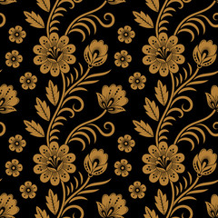 Fototapeta premium Floral seamless pattern in traditional russian style. Khokhloma painting. Vector Illustration