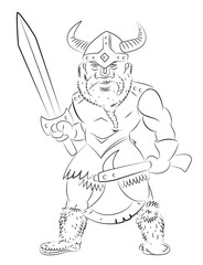 Fototapeta na wymiar Cartoon image of viking warrior. An artistic freehand picture.