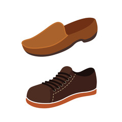 Male man season shoes in flat style. Men boots isolated set vector illustration