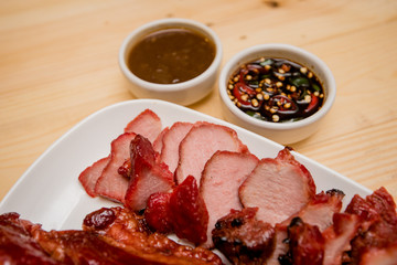 Hong Kong-style roast pork, roast pork, Thai roasted crispy pork, Thai food