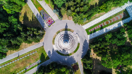 Aerial view of Varna sea garden. Beautiful green park and outdoor playground - obrazy, fototapety, plakaty