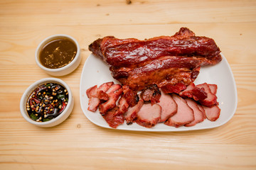 Hong Kong-style roast pork, roast pork, Thai roasted crispy pork, Thai food