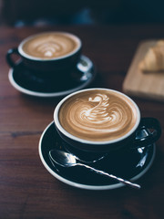 coffee latte art in coffee shop - 163457152
