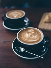 Wandcirkels plexiglas coffee latte art in coffee shop © chayathon2000
