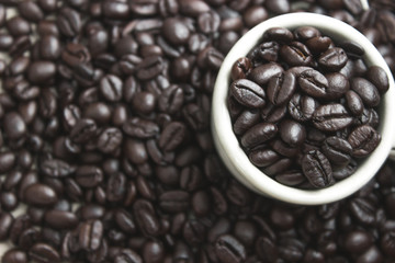 coffee beans in a cup coffee ,
