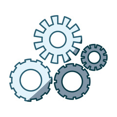 blue shading silhouette with pinions set vector illustration