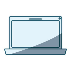 blue shading silhouette of laptop computer vector illustration