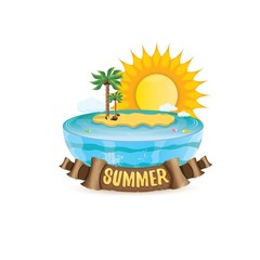 vector summer label with island tropical beach