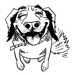 Cartoon image of happy dog. An artistic freehand picture.