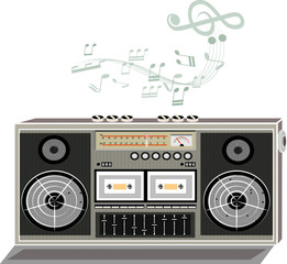 Obraz premium Music retro radio tape classic. vector art and illustration.