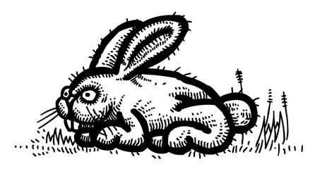 Cartoon image of Rabbit. An artistic freehand picture.