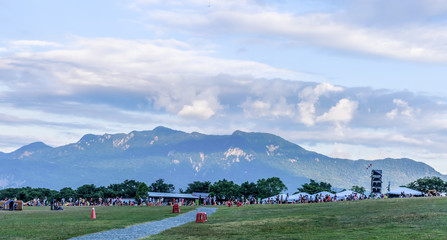 Fototapeta premium Taitung, Taiwan - August 3, 2015: Taiwan international balloon festival in Luye Gaotai, Taitung