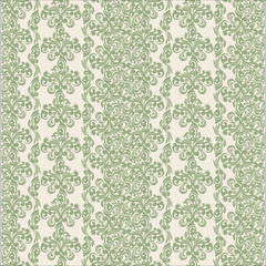 Seamless light background with green pattern in baroque style. Vector retro illustration. Ideal for printing on fabric or paper.