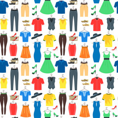 Man and Woman Clothes Background Pattern Vector