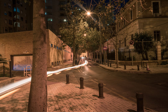 Malaga street bike light painting