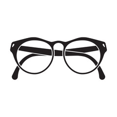 Black glasses silhouette, isolated on white background.