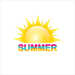 vector summer label. summer icon with sun.