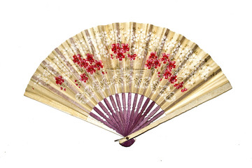 Vintage Hand Fan on White Background