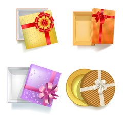 Gift box with ribbon bow vector 3d icons set