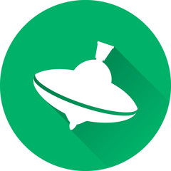Whirligig baby icon. Vector. White toy on green background. Baby shower simple symbol in flat design with long shadow.  