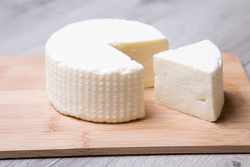 Tzfat cheese. Israeli traditional cheese. Symbol of the Jewish holiday Shavuot. Selective focus