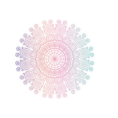 red and blue color gradient brilliant flower mandala vintage decorative ornament vector illustration
