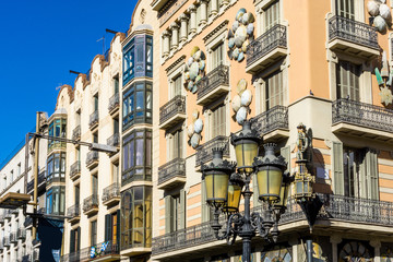 Cityscape in Barcelona Europe - street view of Old town in Barcelona, Spain