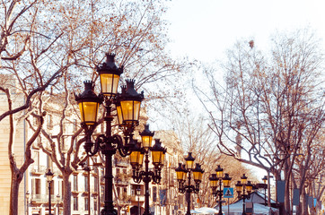 Cityscape in Barcelona Europe - street view of Old town in Barcelona, Spain