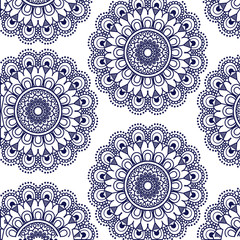 pattern dark blue flower mandala vintage decorative ornament vector illustration