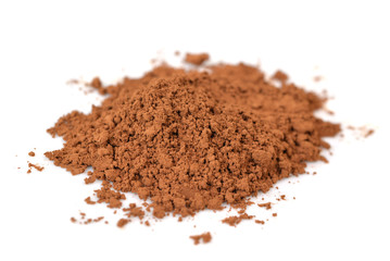 Cocoa powder on white background - isolated